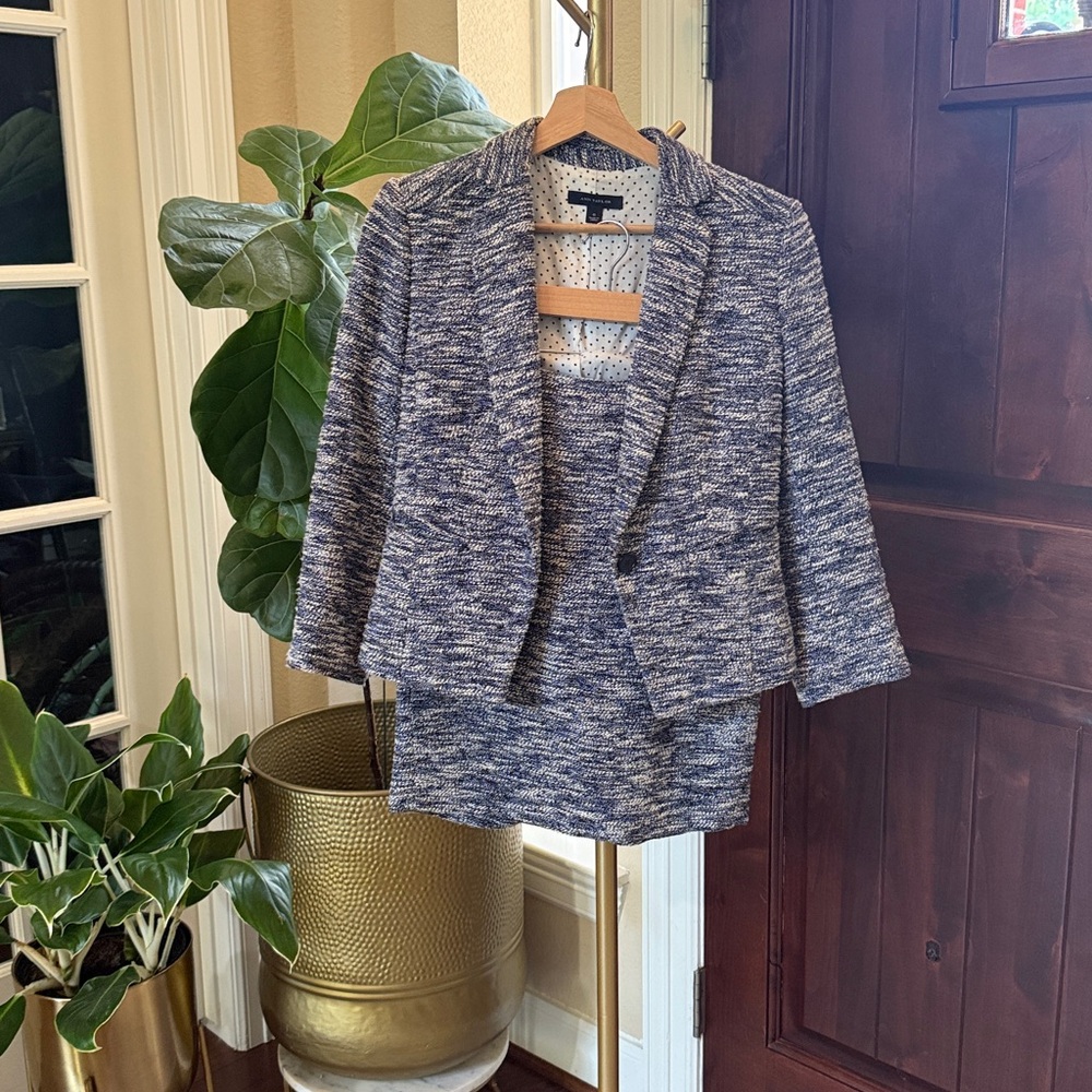 Ann Taylor Blue and White Patterned Blazer